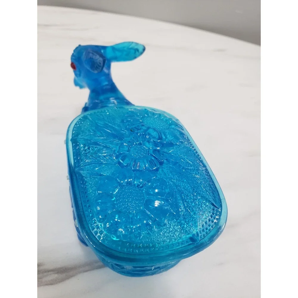 VINTAGE RETRO BLUE PLASTIC DONKEY CART TOOTHPICK HOLDER Kitschy Trinket‎ Jar